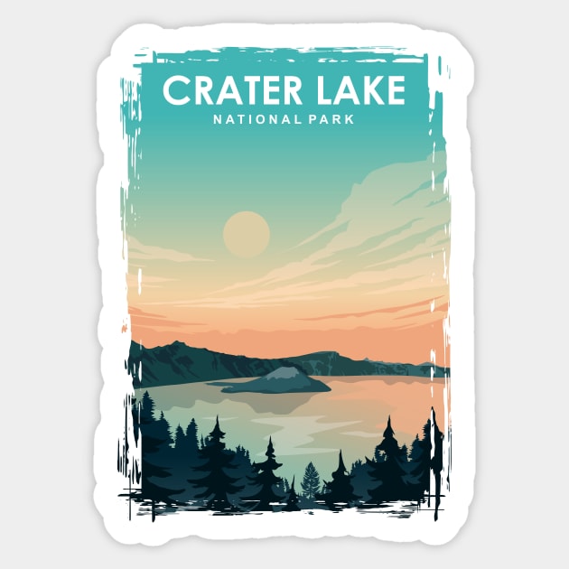 Crater Lake National Park Travel Poster Sticker by jornvanhezik